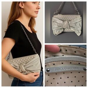 Juicy Couture Vintage Leather Bow Shoulder Bag Icy Mint Y2K